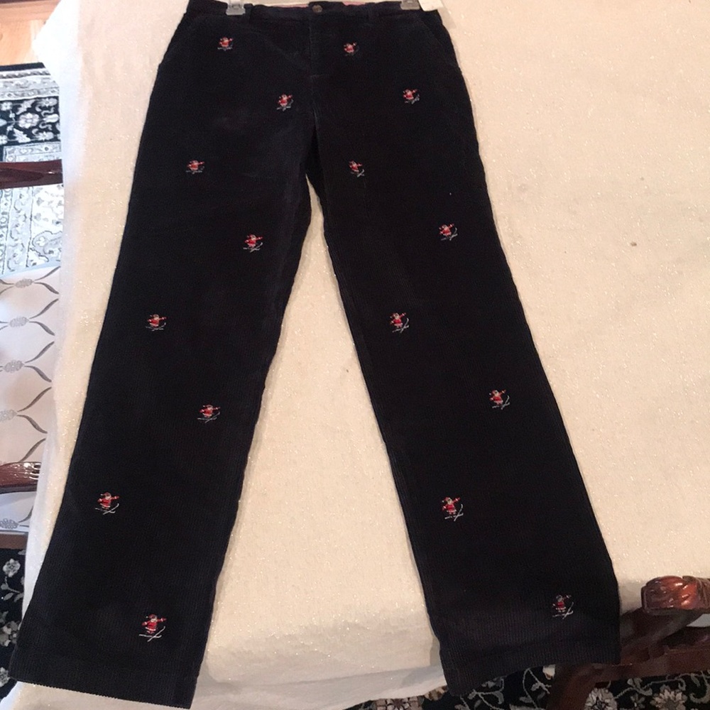 Brooks Brothers Navy corduroy Santa patched pants